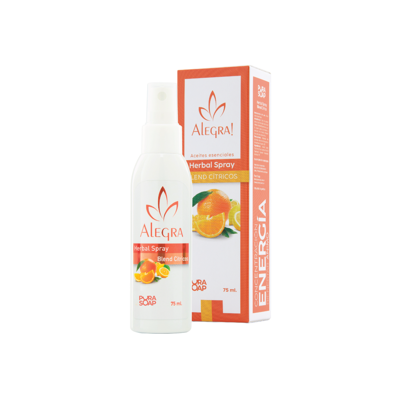 Alegra - Herbal Spray Cítrico Aceite Esencial Cítrico -Fórmula Poderosa para Levantar el Ánimo