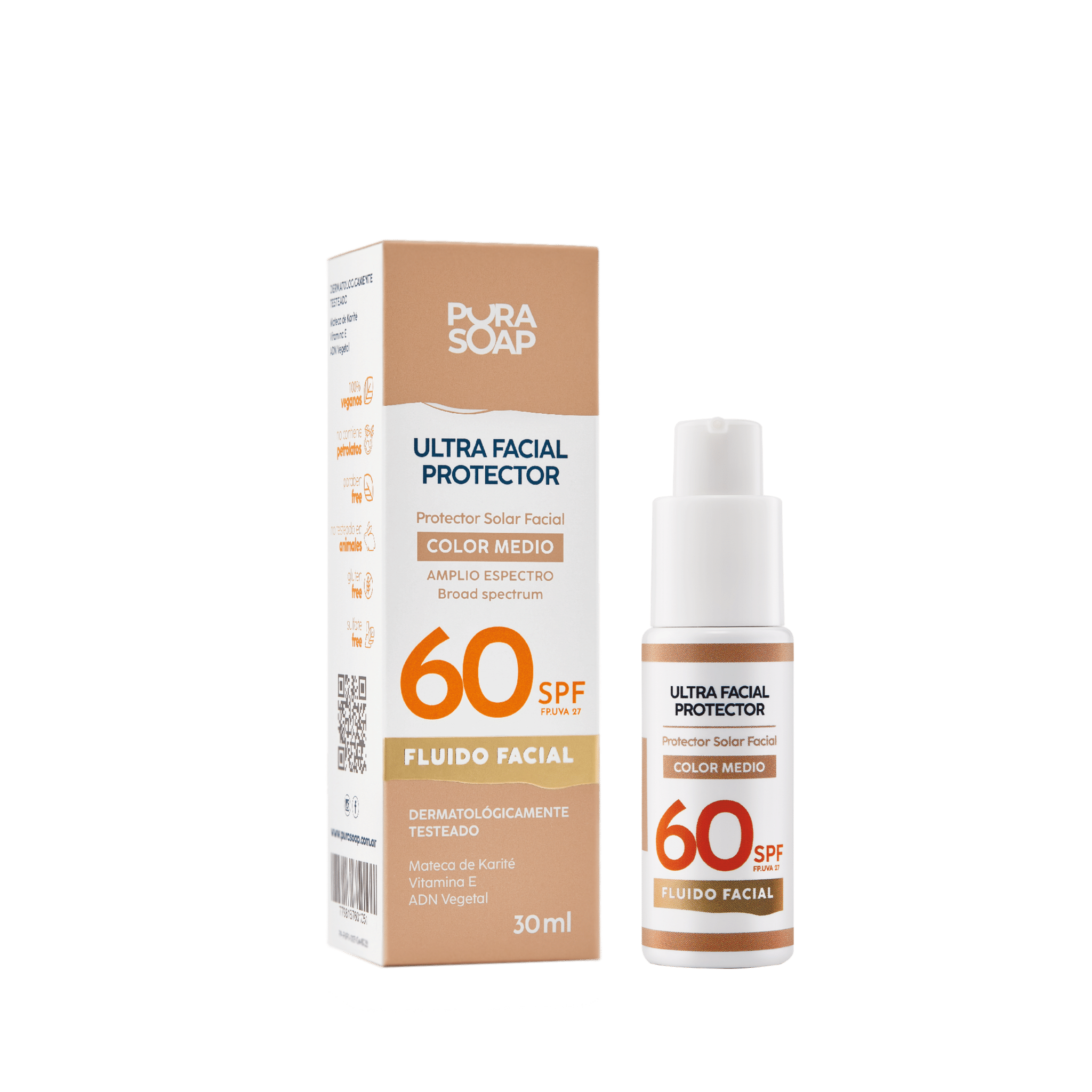 Protegé tu piel todos los días con nuestro Serum Protector Solar Facial FPS60 con Color Medio, un fluido liviano con acabado natural que se adapta perfectamente a tu tono, unifica el color y disimula imperfecciones. Ideal para quienes buscan un protector solar con color, efecto glow y antiage, sin dejar textura seca ni efecto graso, evitando que se marquen las líneas de expresión. ¿Por qué es el protector solar más buscado? -Porque combina alta protección + tratamiento en un solo producto: -FPS60 / UV27 real -Manteca de karité — nutrición profunda -Vitamina E — antioxidante antiage -Aloe Vera — calma y regenera -ADN Vegetal con activos de ácido hialurónico — más hidratación y efecto relleno -AGE REPAIR + AGE CORRECT -No deja efecto seco ni graso Recomendación de uso: aplicar de manera generosa y retocar cada 2 a 4 horas para mantener la protección y el acabado uniforme. Edad recomendada: Pre-adolecentes