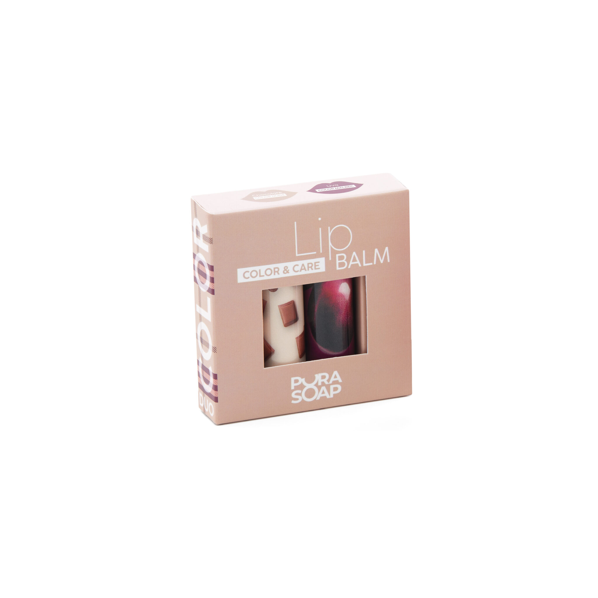 Duo de Bálsamos Labiales Con Color Malbec y Nude